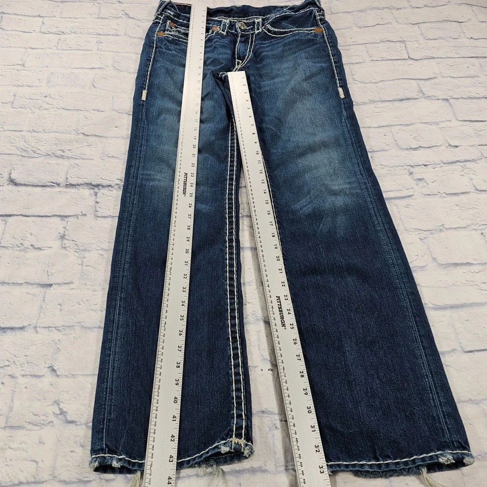 True Religion Ricky Super T Jeans Mens 33X33 Blue Contrast Stitch Y2K Made USA